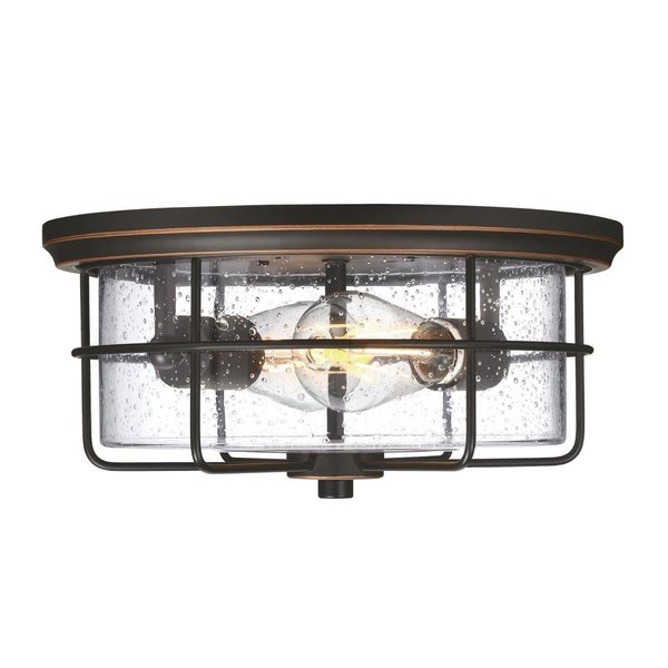 Westinghouse Fixture Ceiling Outdr Flush-Mount 60W 2-Light Rosella 12.75In BlBrz Clear Sd Glass 6121800